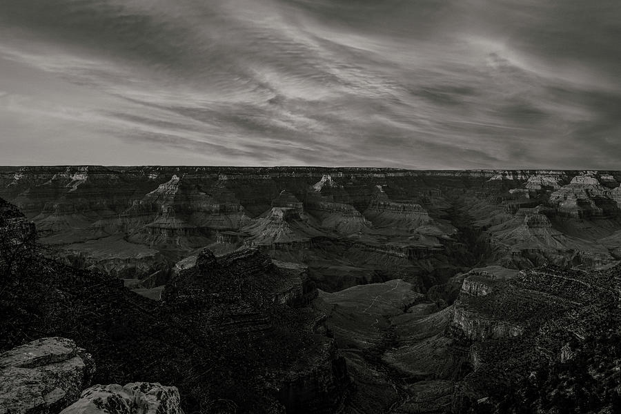 Monochrome Sunset shot at South Rim - Grand Canyon, Arizona Photograph by Amazing Action Photo Video