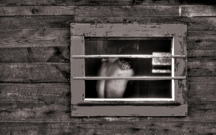Monochrome Torso In A Window Photograph