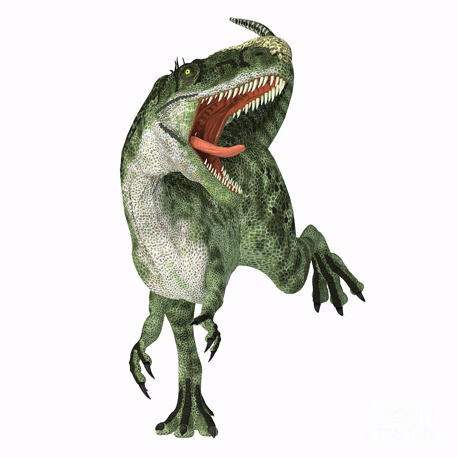 Monolophosaurus Dinosaur Roaring Digital Art by Corey Ford