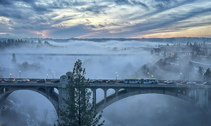 Spokane Photograph - Monroe Street Bridge in Fog by James Richman