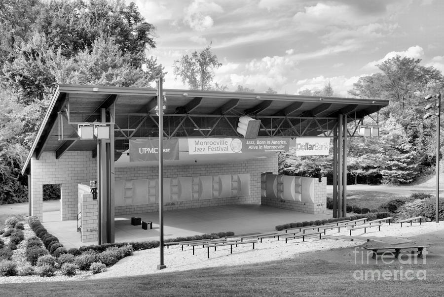 Monroeville Park West Concert Amphitheater Black And White Photograph by Adam Jewell