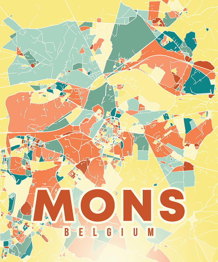 Mons Belgium Map Digital Art by Alexandru Chirila - Fine Art America