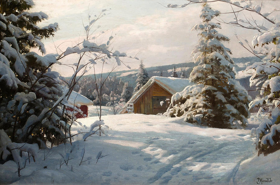 MonstedSunlit winter landscape 2 Painting by Peder Mork Monsted