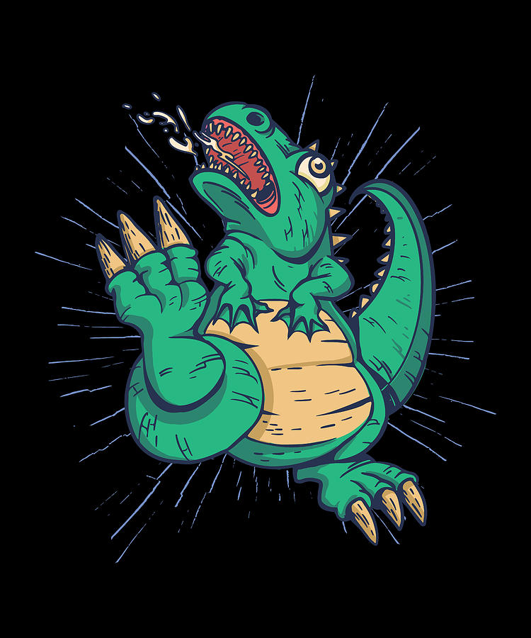 Monster dino angry dinosaur attacking cool Trex Digital Art by Norman W ...