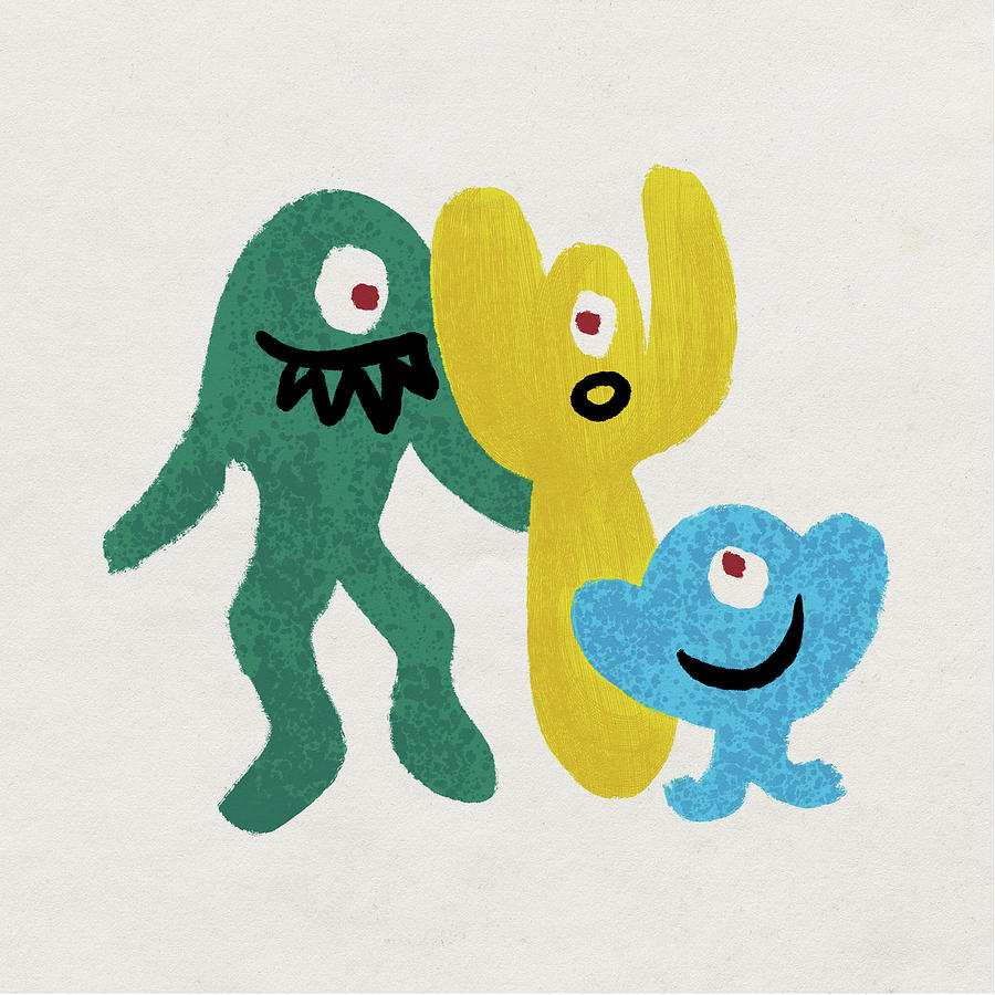 Monster Doodle Family Fun Painting by Mark Beckwith