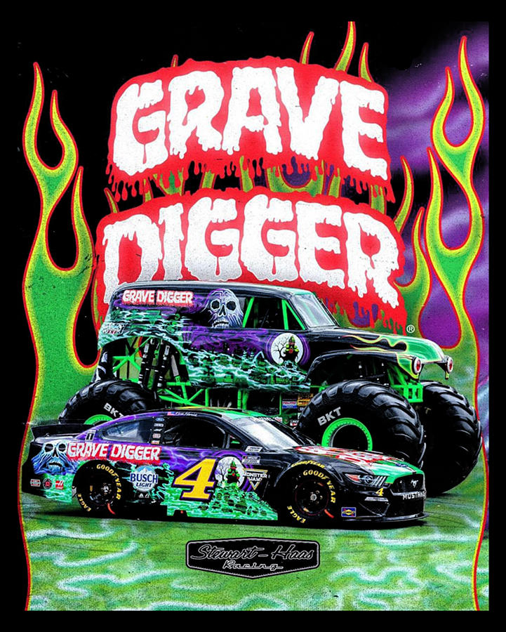 Monster Grave Digger Jam Thrift Retro Drawing by Bettye Ritchie - Fine ...