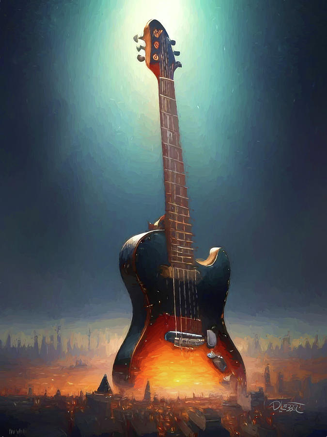 Monster Guitar Digital Art by David Luebbert