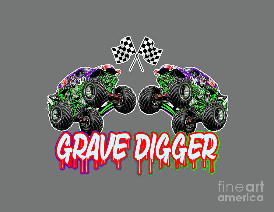 Monster jam grave digger monster truck Fanart Tapestry - Textile by ...