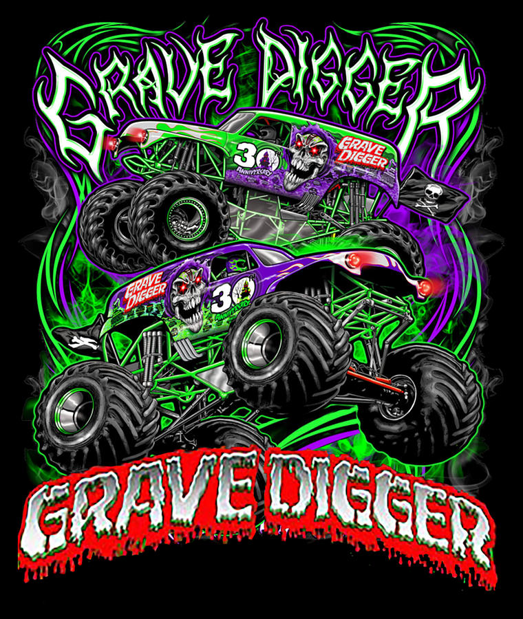 Monster Jam Grave Digger Monster Truck Drawing by Heaven Rippin - Fine ...