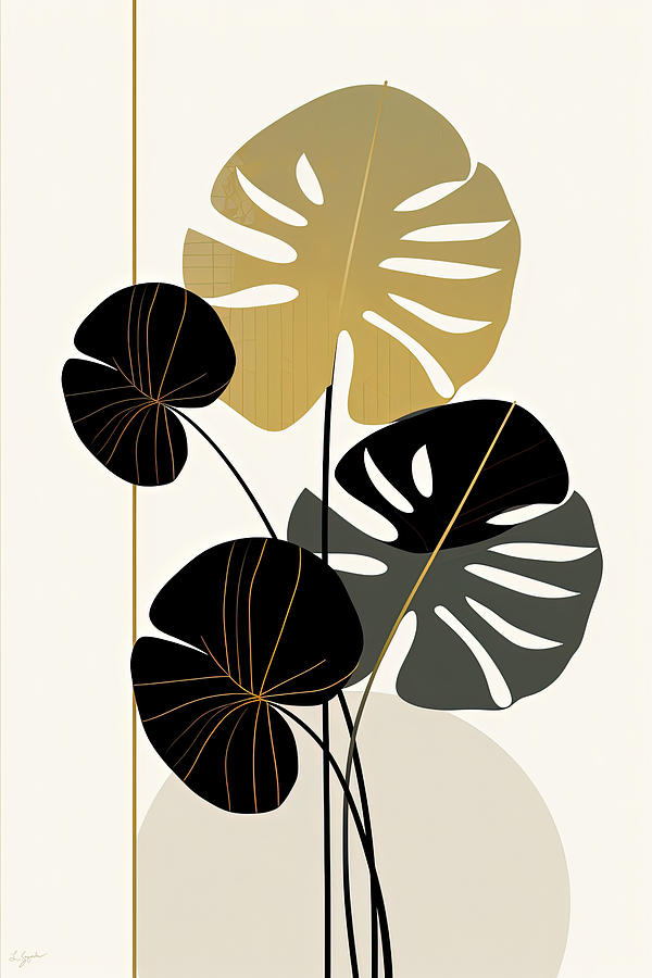 Monstera Leaves Art Painting by Lourry Legarde