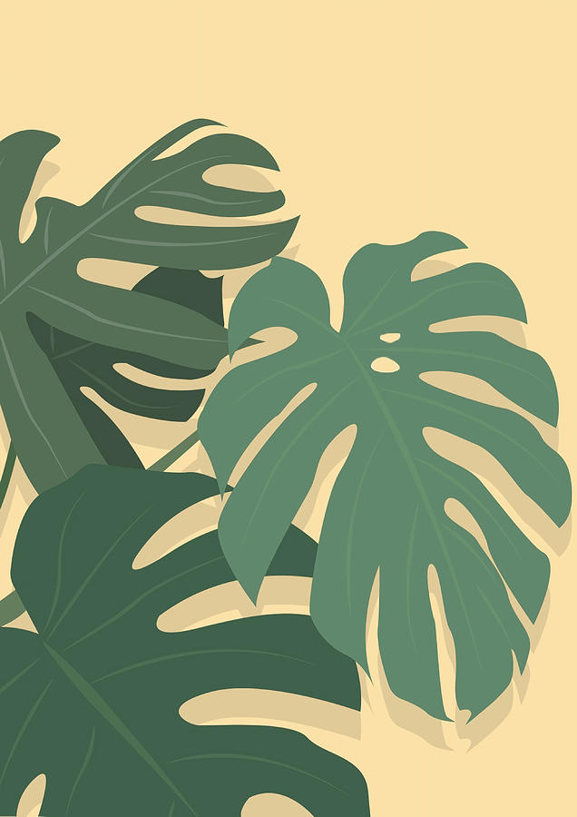 Monstera plant design Poster Painting by Lee Reynolds | Fine Art America