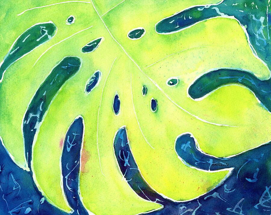 Monstera Tropical Leaves 4 Painting by Carlin Blahnik CarlinArtWatercolor