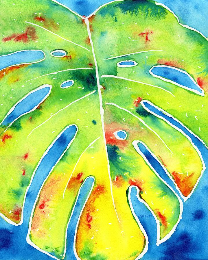 Monstera Tropical Leaves 6 Painting by Carlin Blahnik CarlinArtWatercolor
