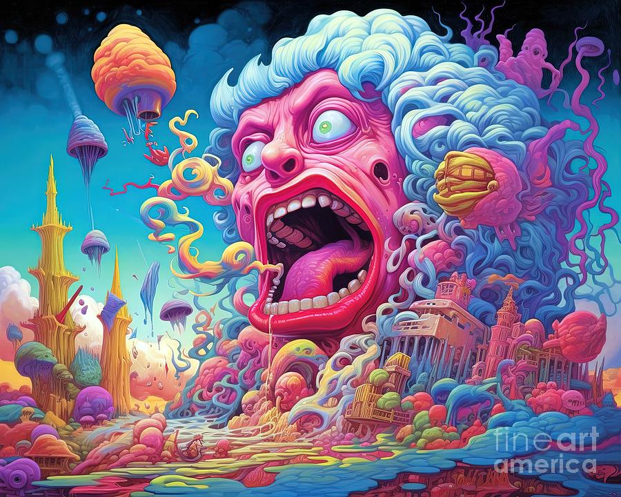 Monstrous Dreamscape A Kaleidoscope of Colorful Chaos Painting by Vincent Monozlay