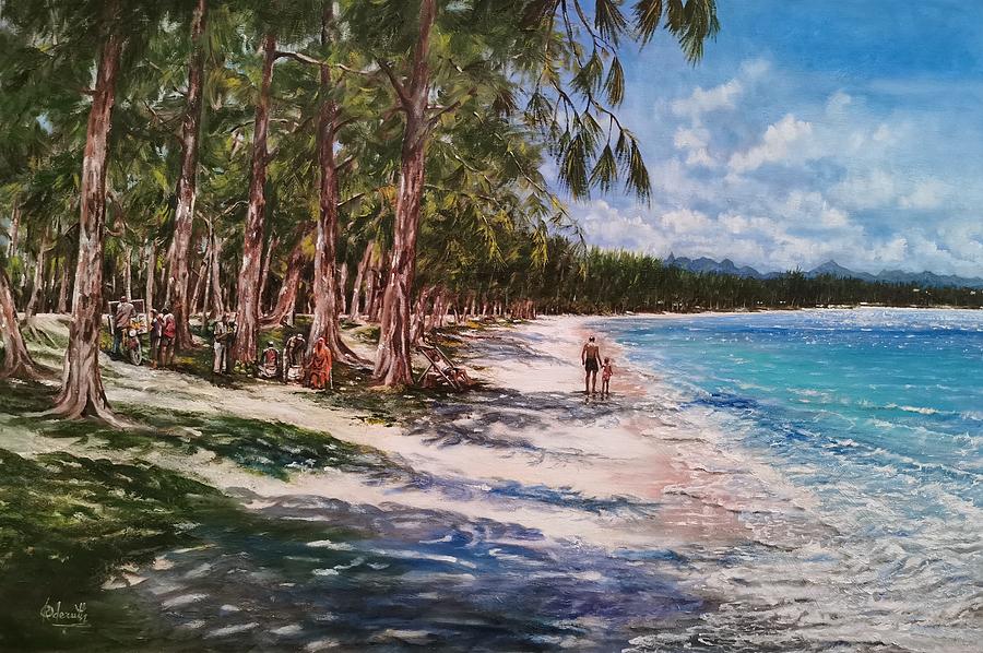 Mont Choisy beach, Mauritius Painting by Raouf Oderuth