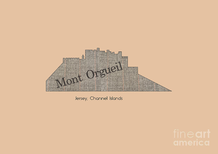Mont Orgueil Castle, Jersey in Tweed Herringbone Fabric Look  Digital Art by Barefoot Bodeez Art