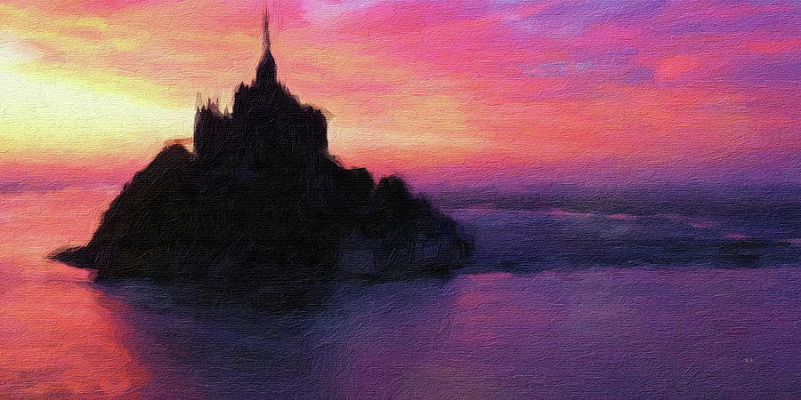Mont Saint Michel at Sunset Digital Art by Russ Harris