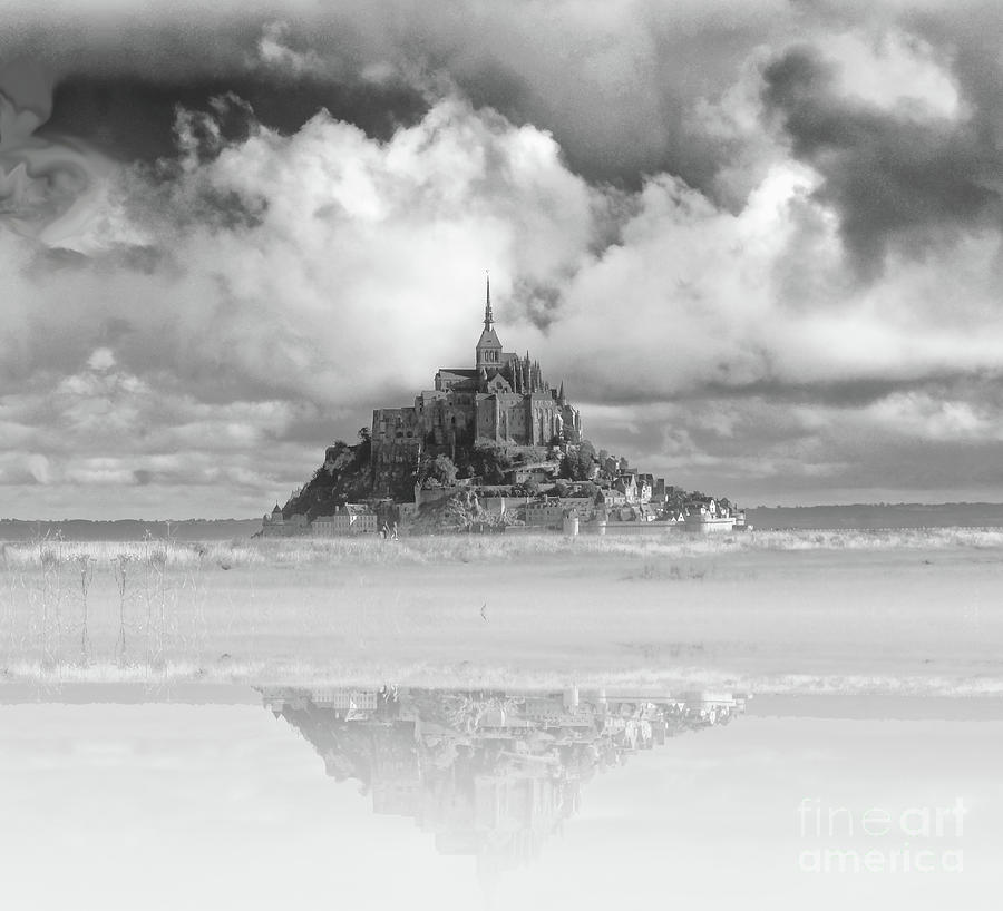 Mont Saint Michel France 17 bw Photograph by Rudi Prott