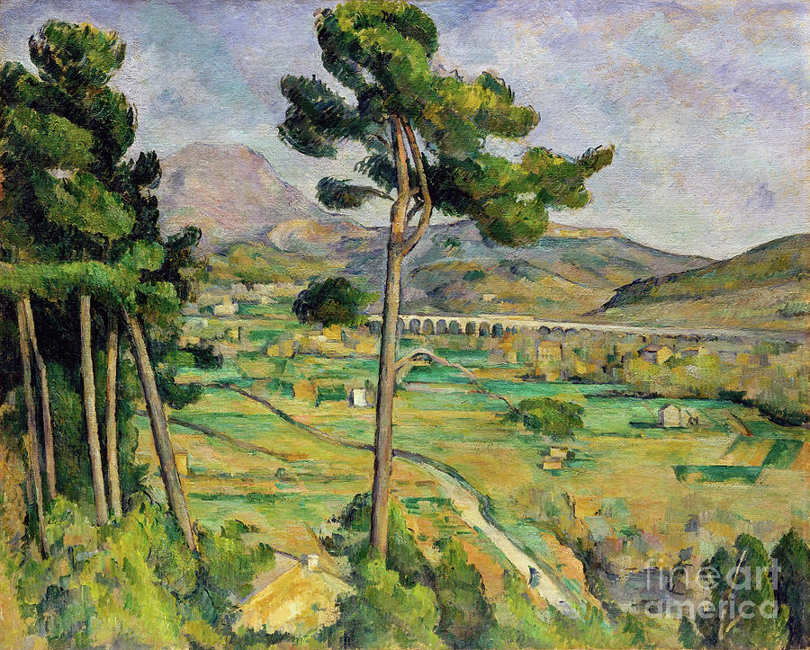 Tree Painting - Mont Sainte-Victoire and the Viaduct of the Arc River Valley - Cezanne by Paul Cezanne
