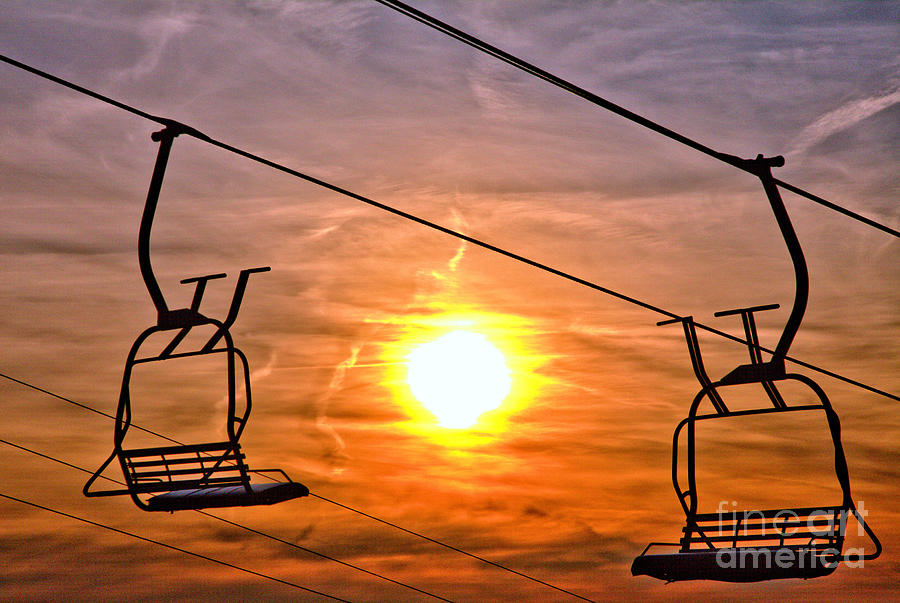 Montage Mountain Chairlift Sunset Photograph by Adam Jewell