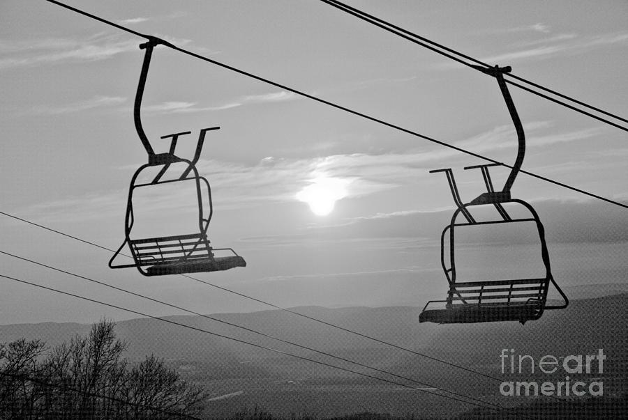 Montage Mountain Ski Resort Spring Sunset Black And White Photograph by Adam Jewell