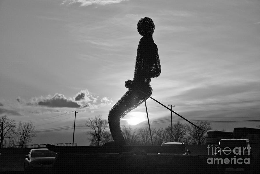 Montage Mountain Skier Sunset Black And White Photograph by Adam Jewell