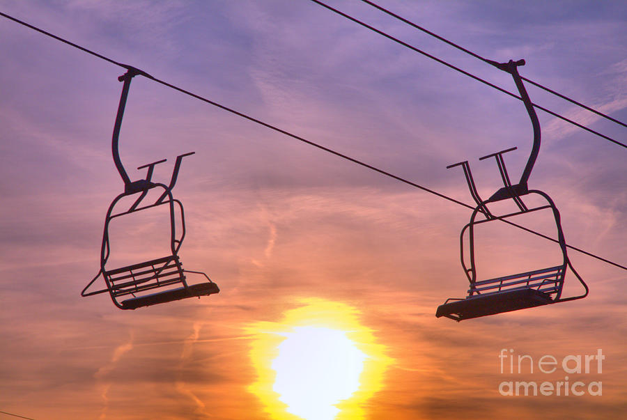 Montage Ski Chairs Over The Sun Photograph by Adam Jewell