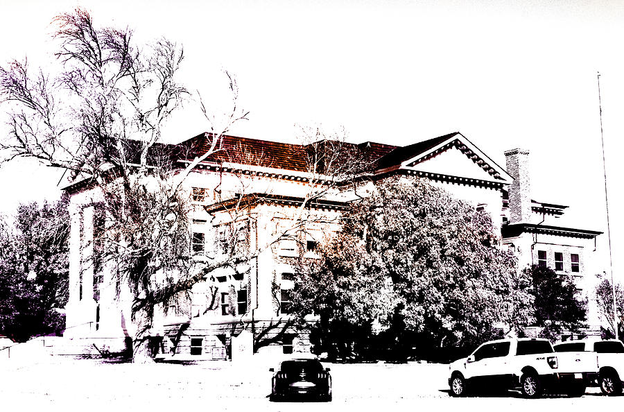 Montague County Courthouse in Texas Illustrated Digital Art by Gaby Ethington