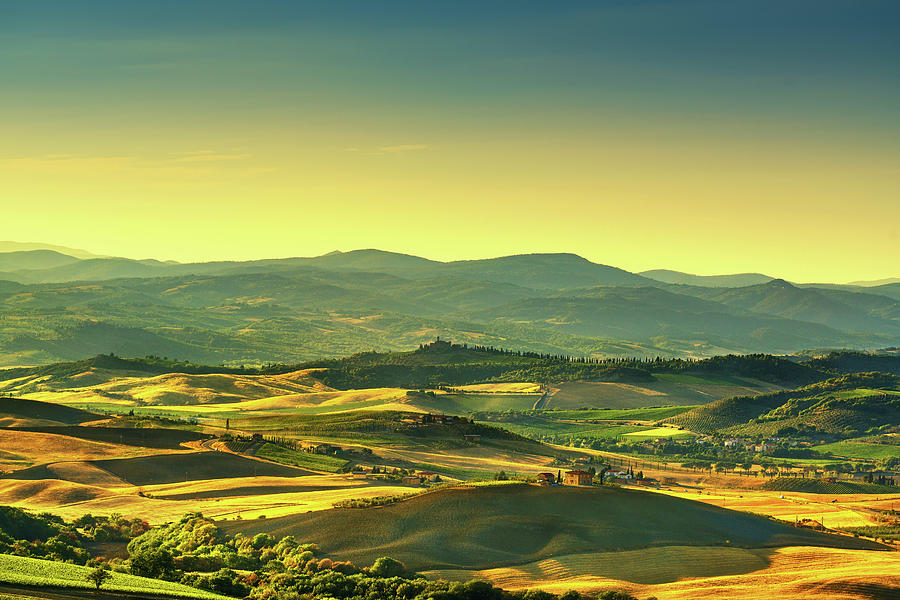 Montalcino Amiata countryside panoramic view, vineyard and green Photograph by Stefano Orazzini