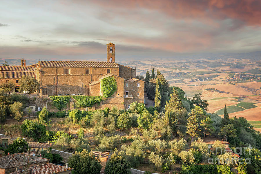 Sunset Photograph - Village of Montalcino, Tuscany by Delphimages Photo Creations