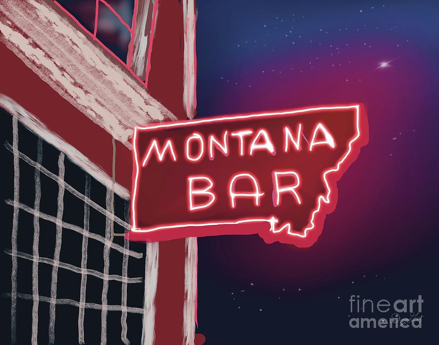 Montana Bar Neon Sign Digital Art by Doug Gist