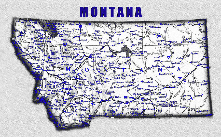 Montana blue print work A Digital Art by David Lee Thompson
