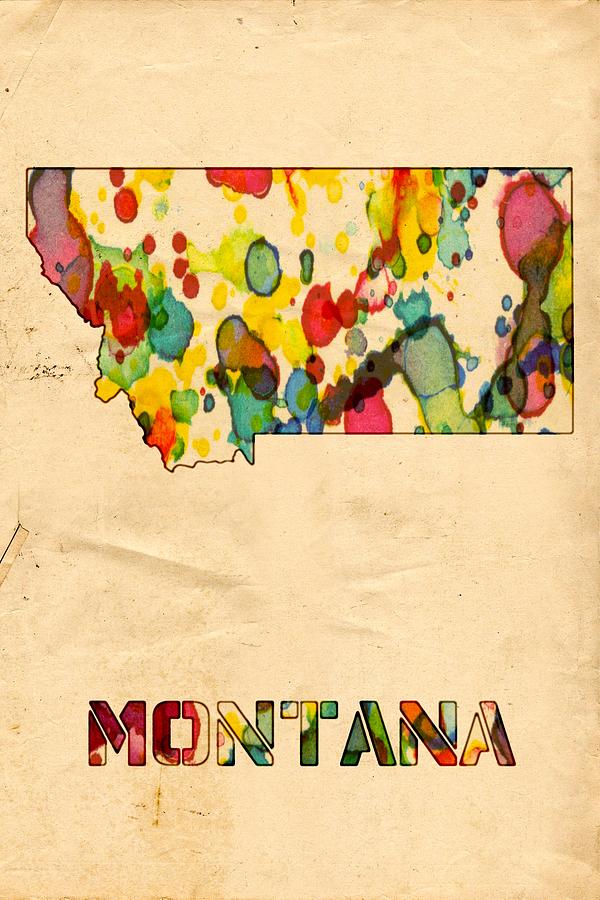 Montana Map Poster Watercolor Painting by Beautify My Walls