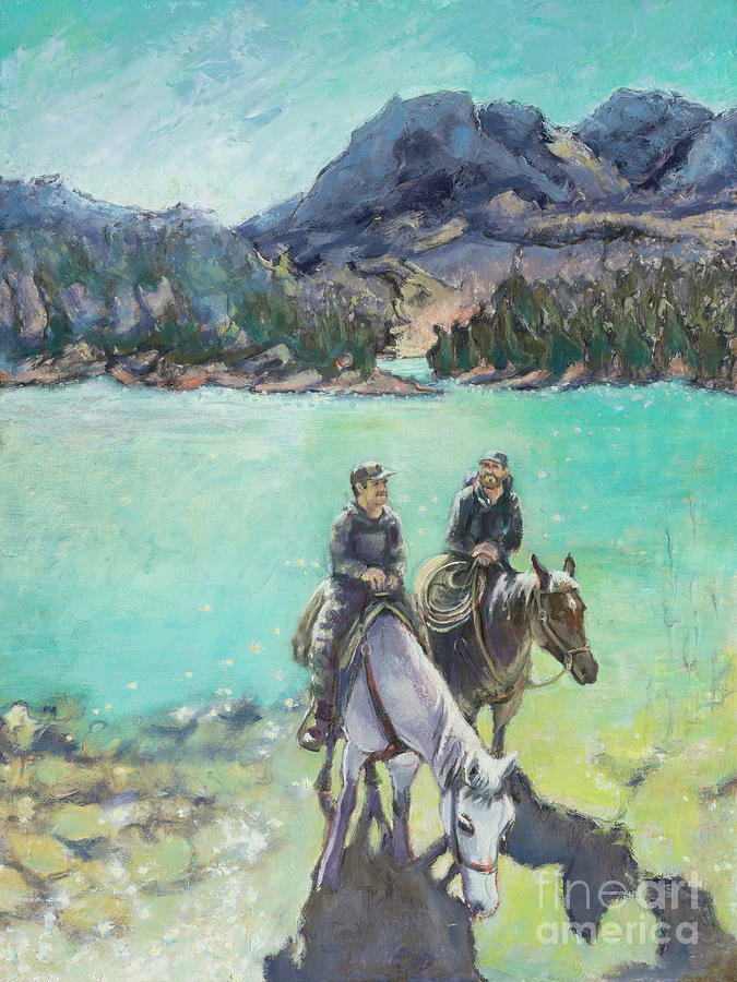 Montana on Horseback Painting by PJ Kirk