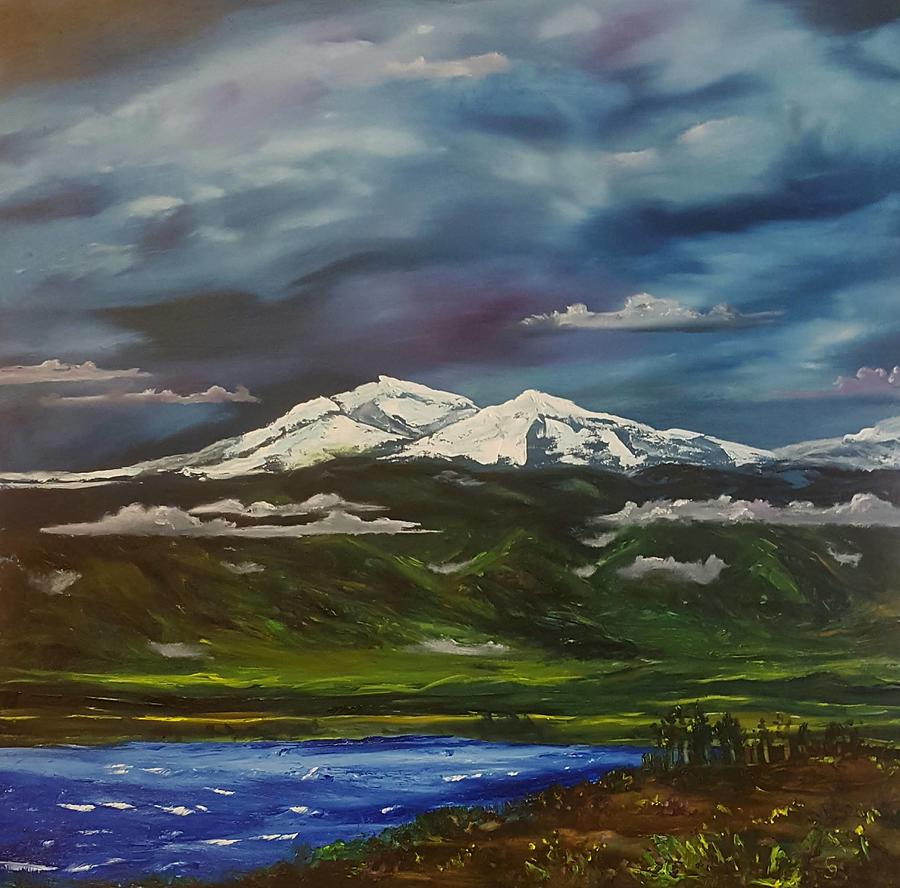 Montana Summer Storm on Ennis Lake          2043 Painting by Cheryl Nancy Ann Gordon