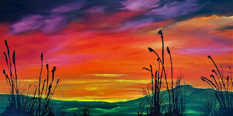 Montana Summer Sunset   4820 Painting by Cheryl Nancy Ann Gordon