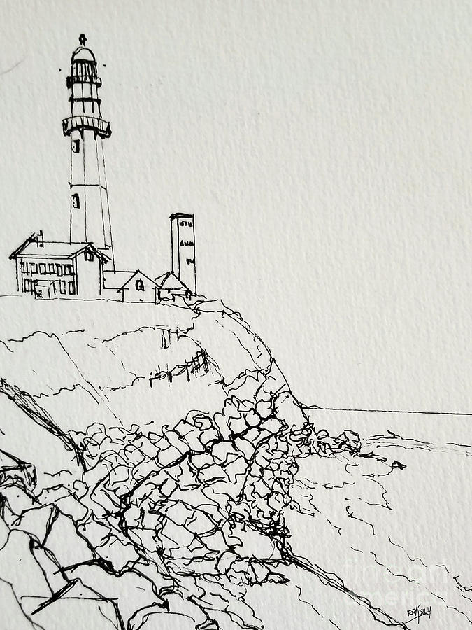 Montauk Lighthouse Drawing by Eileen Kelly