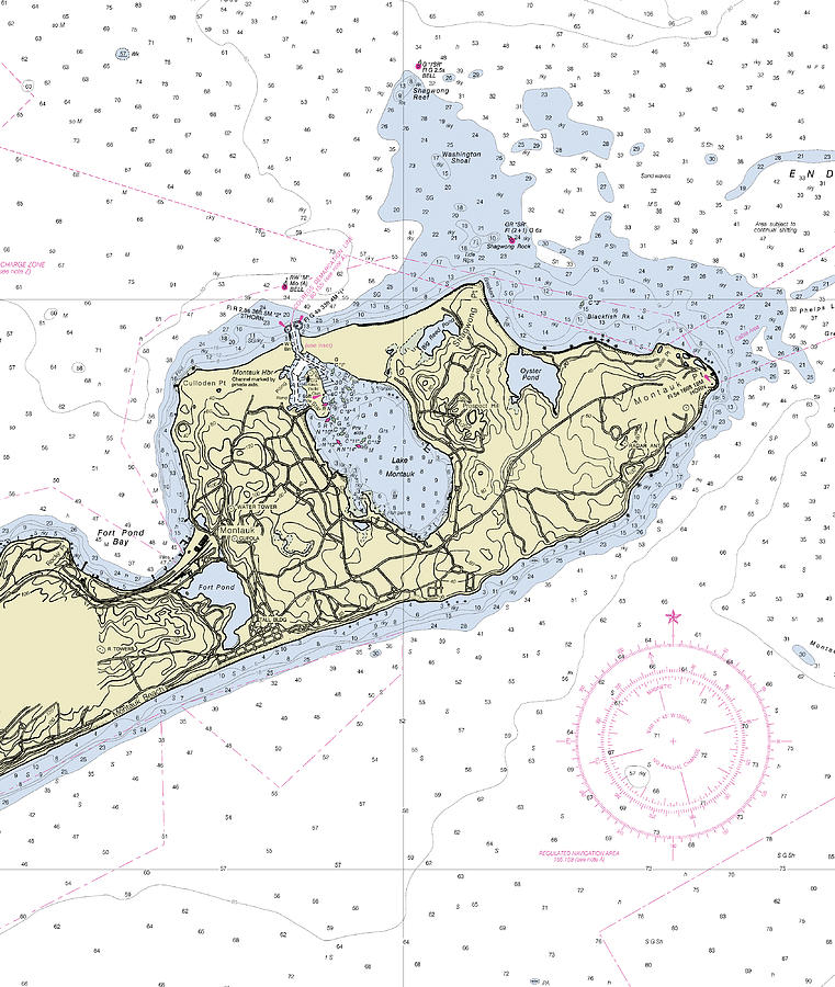 Montauk New York Nautical Chart Digital Art by Bret Johnstad Fine Art