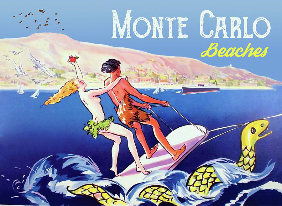 Snake Digital Art - Monte Carlo, Surfing on a Big Snake by Long Shot