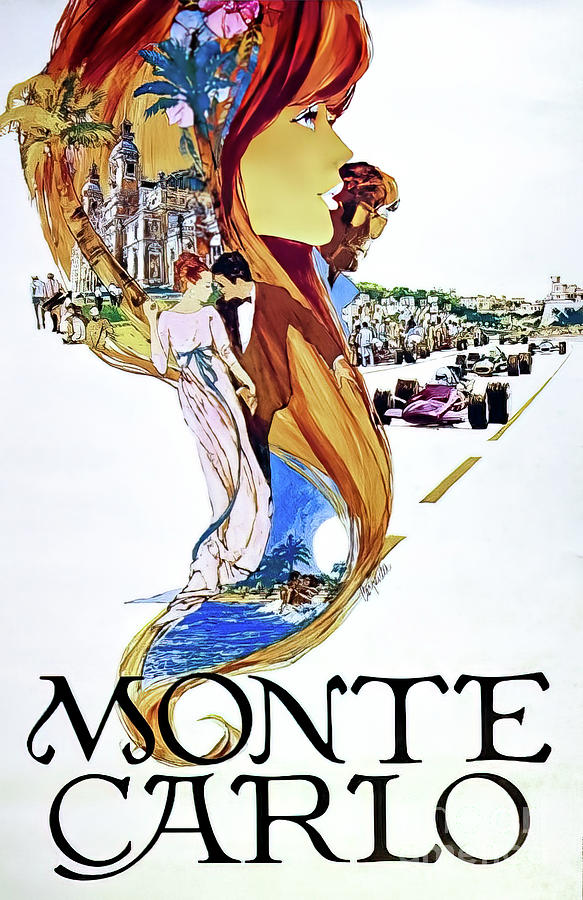 Monte Carlo Travel Poster 1974 Drawing by M G Whittingham
