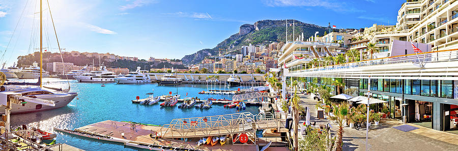 Monte Carlo yachting harbor and waterfront amazing panoramic vie Photograph by Brch Photography