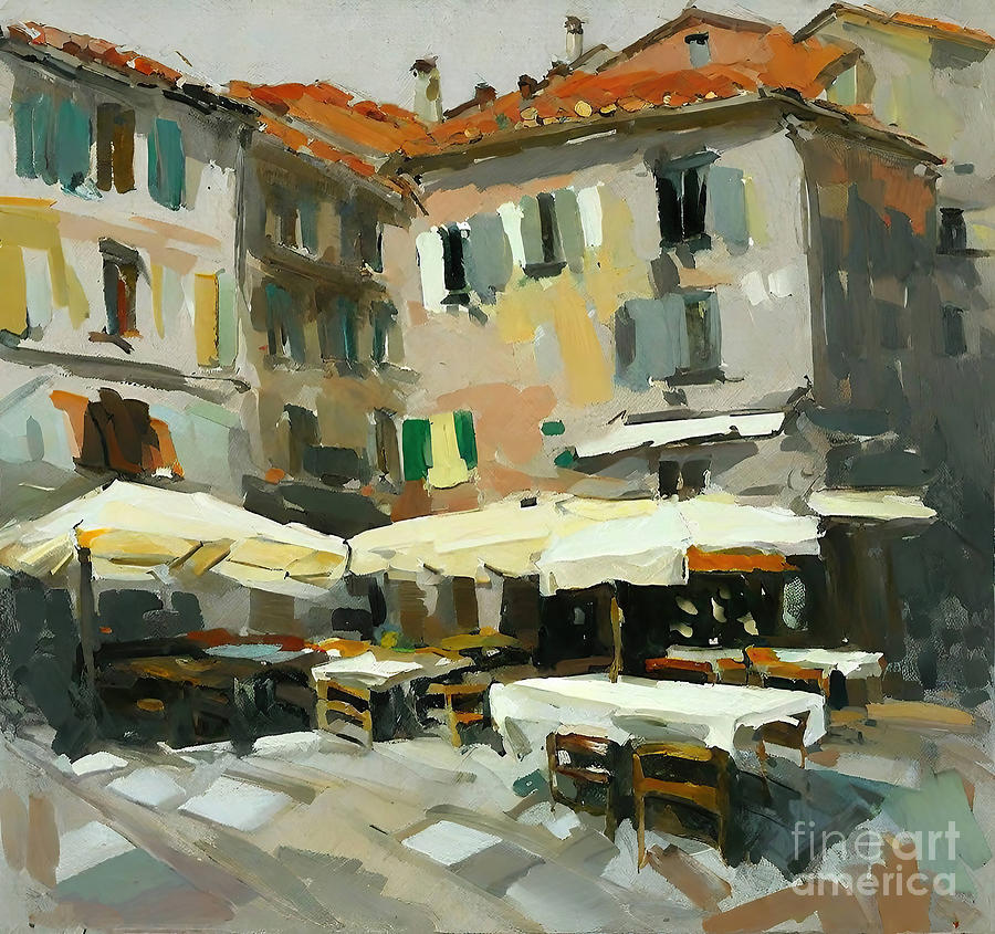 Summer Painting - Montenegro Summer cafe in Kotor Painting selling summer cafe pro by N Akkash