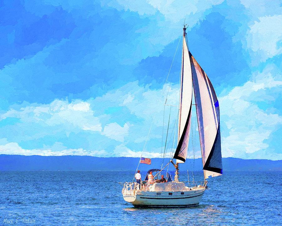 Monterey Bay Sailboat Digital Art by Mark Tisdale