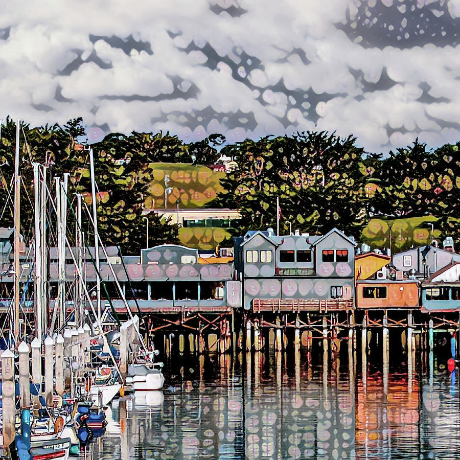 Monterey Boat Harbor and Old Fishermans Wharf Digital Art by Jim Pavelle
