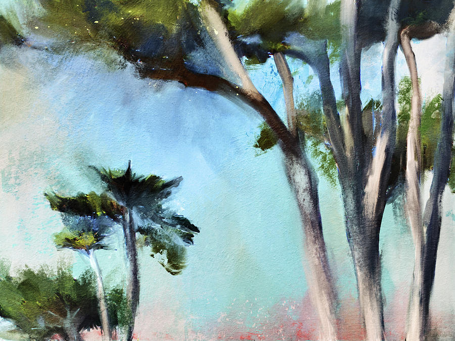 Monterey Cypress Trees- Art by Linda Woods Mixed Media by Linda Woods
