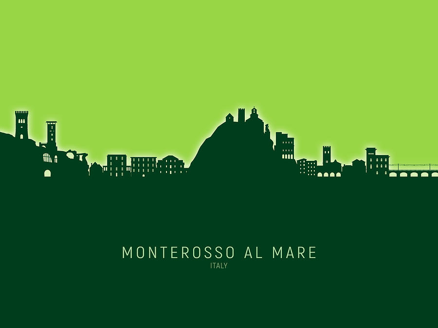 Skyline Digital Art - Monterosso al Mare Italy Skyline #47 by Michael Tompsett