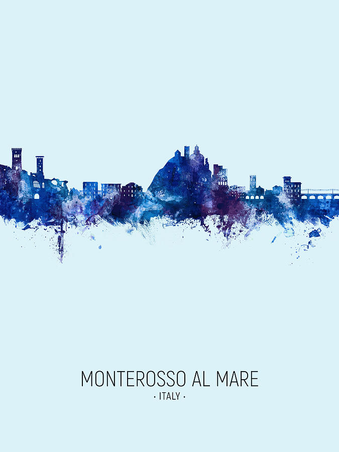 Skyline Digital Art - Monterosso al Mare Italy Skyline #54 by Michael Tompsett