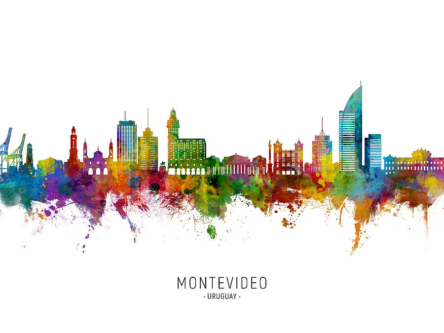 Montevideo Skyline Uruguay #50 Digital Art by Michael Tompsett