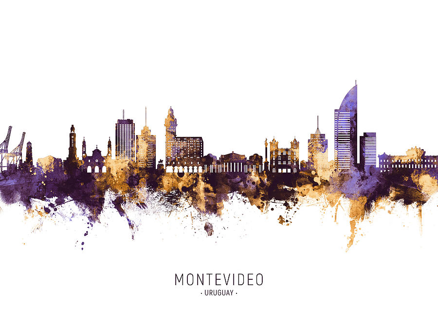 Montevideo Skyline Uruguay #52 Digital Art by Michael Tompsett