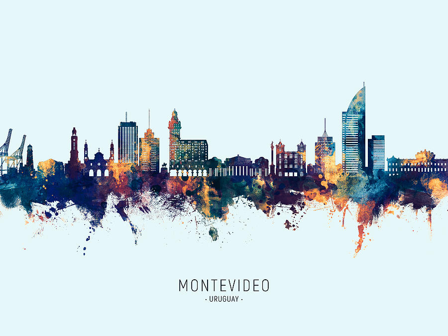 Montevideo Skyline Uruguay #53 Digital Art by Michael Tompsett